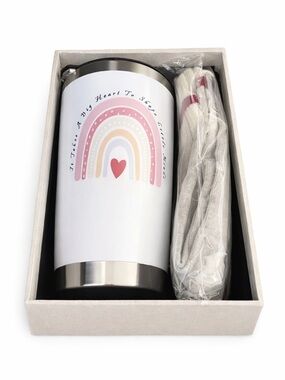 Teacher Gift Set Tumbler & Socks Boxed Set Rainbow Design Appreciation Gift